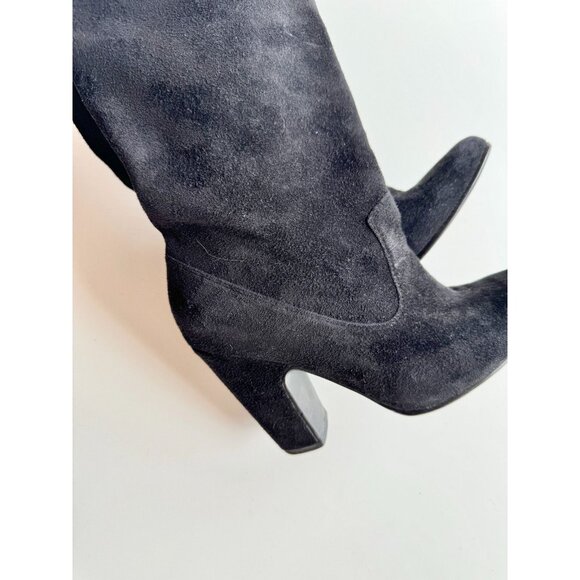 ULLA JOHNSON Sloane Black Suede Leather Tall Slouchy High Heel Boots, Size 35 - Picture 3 of 14